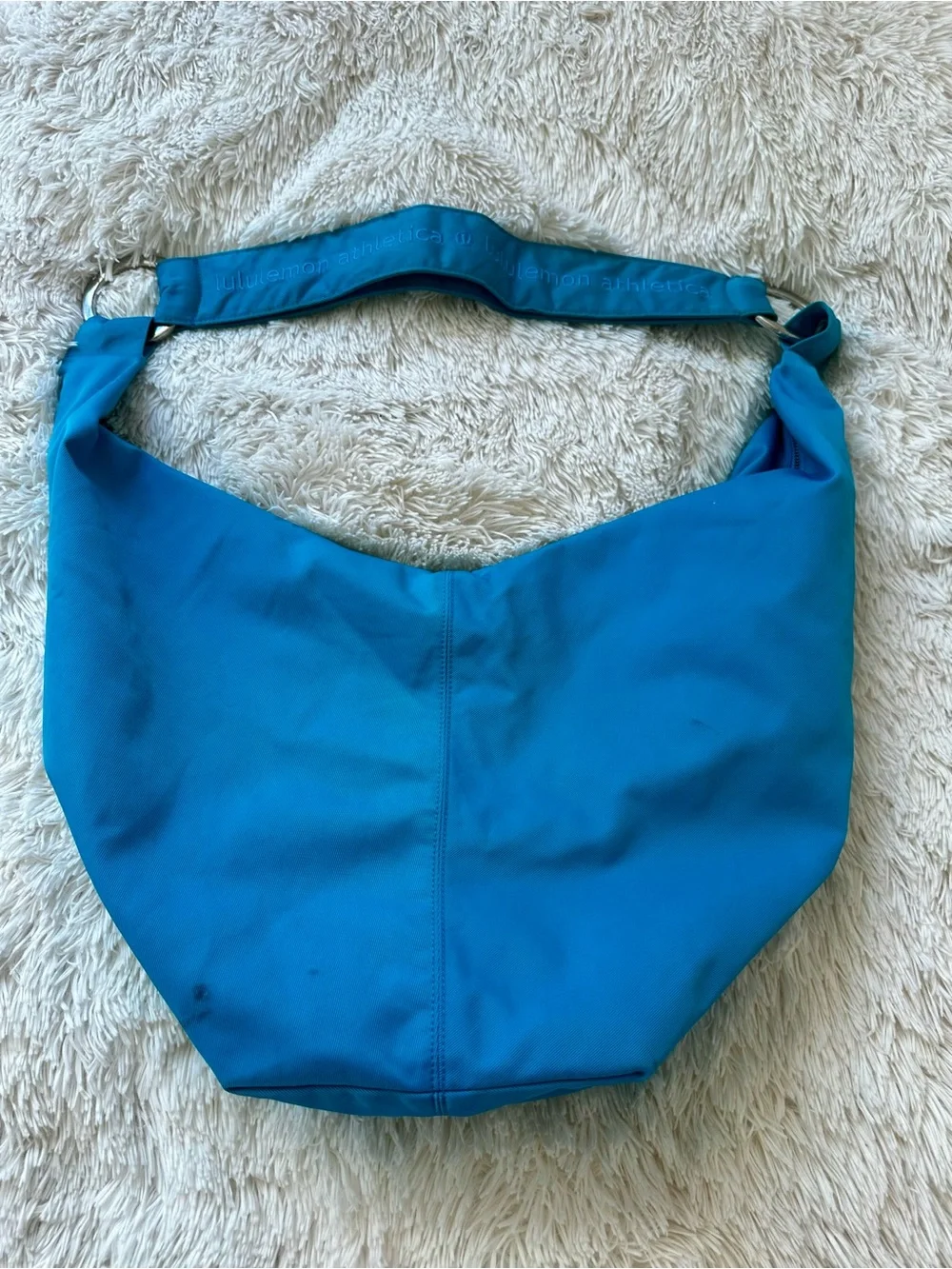 LULULEMON Vintage Hobo Shoulder Bag Turquoise Blue Large Yoga Gym Tote Rare